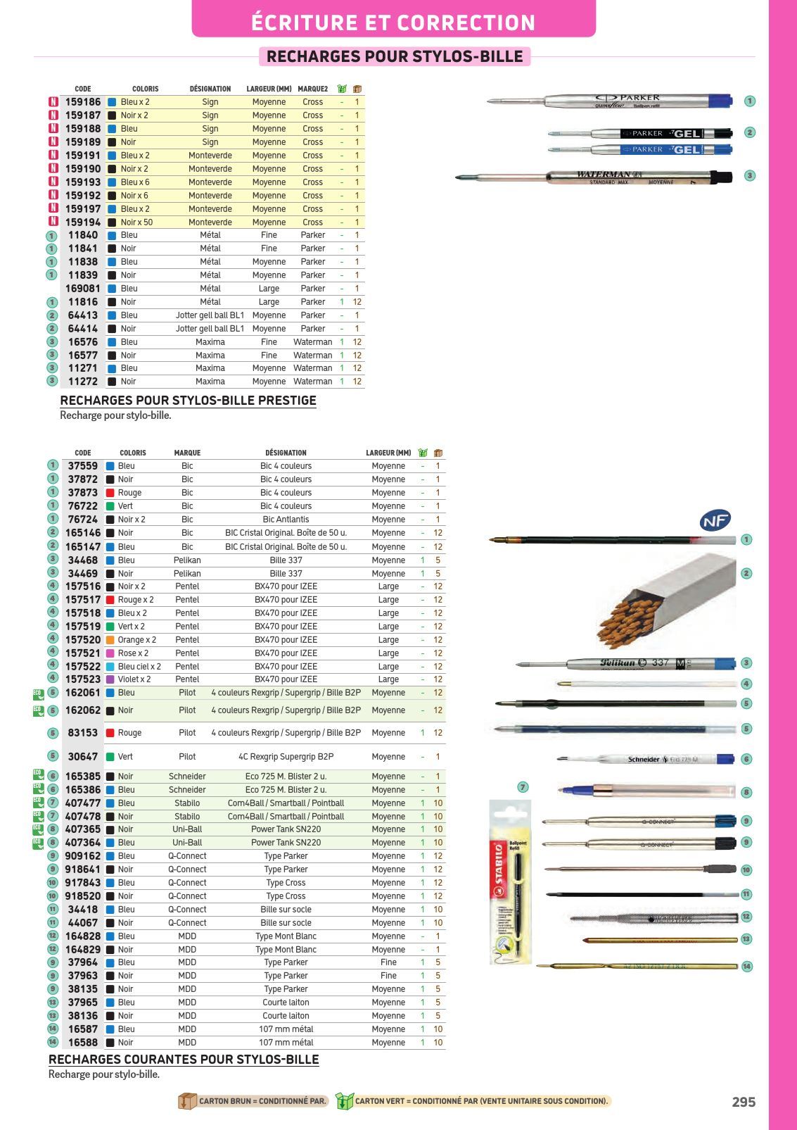 Aquitaine Papeterie Recharge Pour Stylo Bille Retractable Pentel Bx Izee Pointe Large Mm